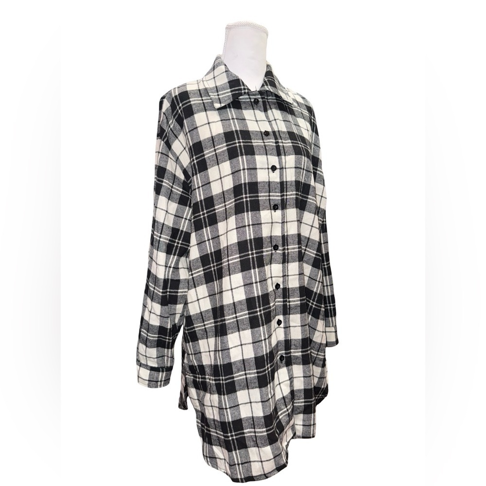 VICI black white plaid flannel button down shirt oversized small NWT - Picture 9 of 11